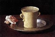 Francisco de Zurbaran Cup of Water and a Rose on a Silver Plate painting